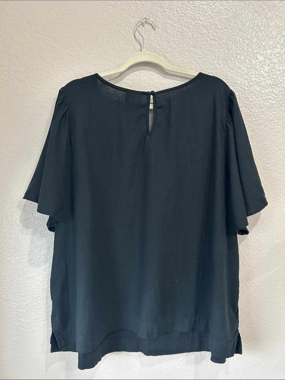 Ava & Viv Black V-Neck Flutter Sleeve Top Linen Blend Sz 2X Summer Chic TC0292 - Picture 7 of 7
